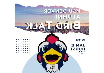 Bird Talk podcast logo with a cartoon Rowdy head and the Denver skyline.